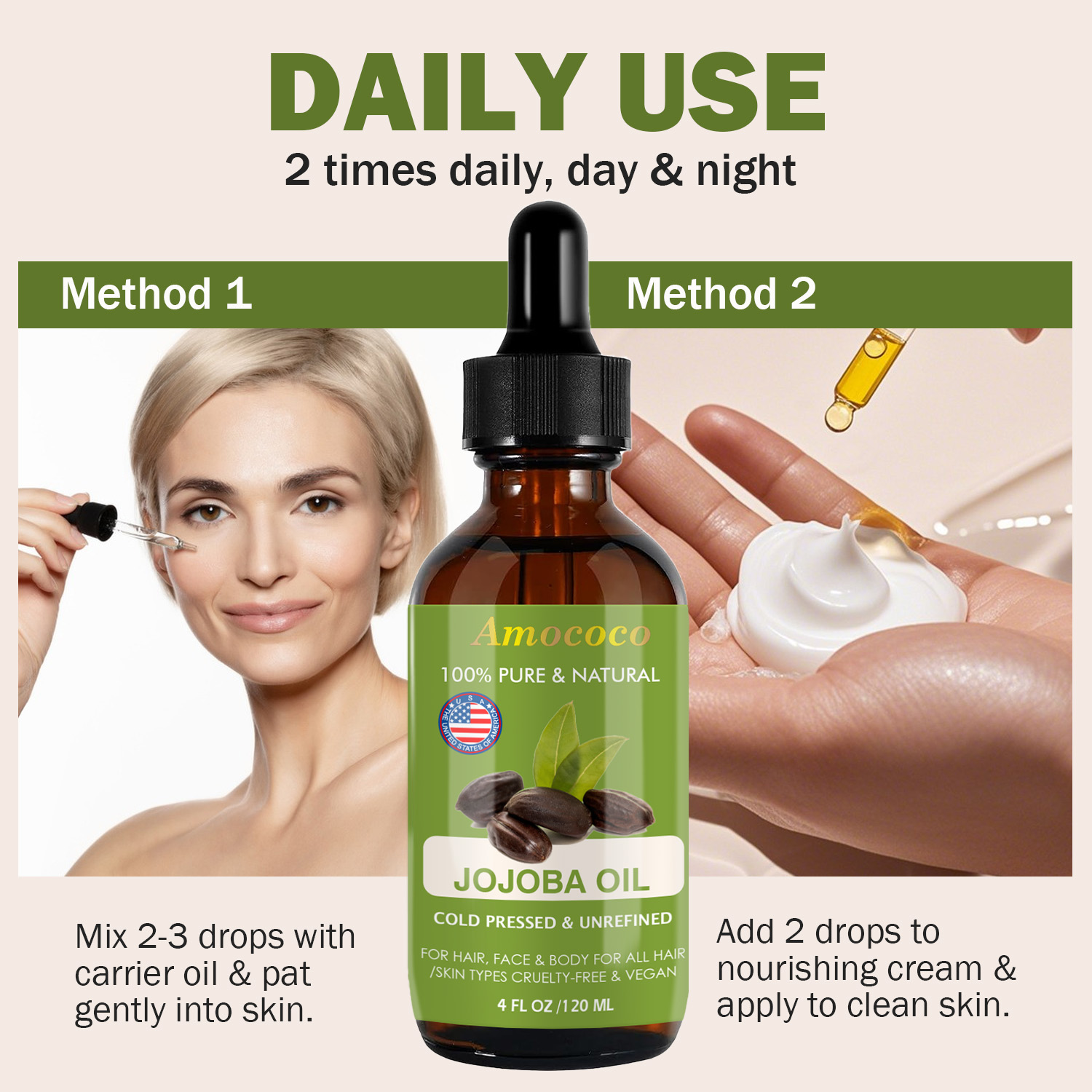 Amococo 2 stuks Jojoba-olie en - Cold Pressed Rose Hip recensie en prijs